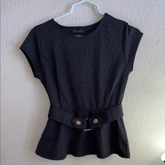 BOLD elements Charcoal Patterned Top with Belt - Picture 1 of 6